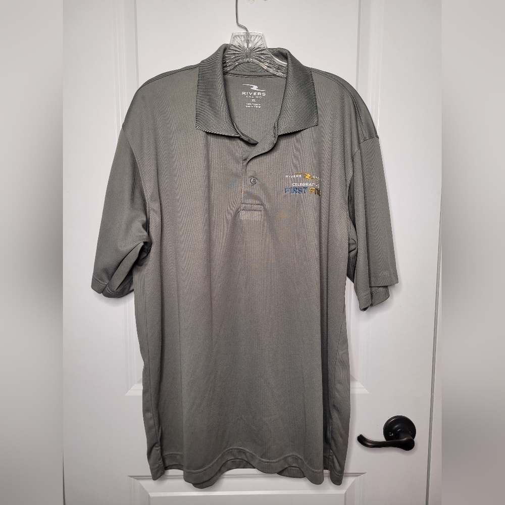 Rivers Casino Pittsburgh PA 5th Anniversary Gray Polo shirt Embroidered Adult XL